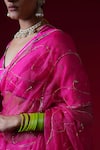 Kalakari By Akanksha_Fuchsia Organza, Chanderi Silk Embroidery, Indumati Saree And Pure Blouse _at_Aza_Fashions
