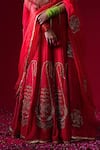 Buy_Kalakari By Akanksha_Red , Chanderi, Organza Embroidery, Sequins, Kumudini Lehenga Set _Online_at_Aza_Fashions
