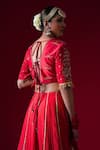 Shop_Kalakari By Akanksha_Red , Chanderi, Organza Embroidery, Sequins, Kumudini Lehenga Set _at_Aza_Fashions