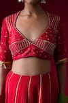Buy_Kalakari By Akanksha_Red , Chanderi, Organza Embroidery, Sequins, Kumudini Lehenga Set 