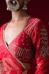 Shop_Kalakari By Akanksha_Red , Chanderi, Organza Embroidery, Sequins, Kumudini Lehenga Set 