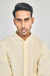 Project Bandi_Yellow Cotton, Linen Embroidery Brotherhood Cutdana Hand Short Kurta _at_Aza_Fashions