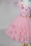 Buy_Ruchika Lath Label_Pink Net Beads, Sequins, Fabric Flowers, Embroidery Fairy Garden Hand Dress _Online_at_Aza_Fashions