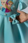 Buy_Ruchika Lath Label_Blue Neoprene Embroidery, Pearls, Rhinestones, Frozen Theme Puff Sleeve Dress _Online_at_Aza_Fashions