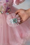 Ruchika Lath Label_Pink Net Beads, Pearls, Sequins, Embroidery Fairy Garden Puff Sleeve Dress _at_Aza_Fashions