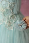 Shop_Ruchika Lath Label_Sky Blue Net Beads, Crystals, Pearls Flower Embroidered Gown _Online_at_Aza_Fashions