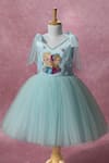 Ruchika Lath Label_Blue Satin, Net Beads, Pearls, Sequins, Bows Frozen Theme Embroidered Dress _Online_at_Aza_Fashions