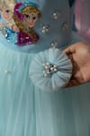 Buy_Ruchika Lath Label_Blue Satin, Net Beads, Pearls, Sequins, Bows Frozen Theme Embroidered Dress _Online_at_Aza_Fashions
