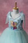 Shop_Ruchika Lath Label_Blue Satin, Net Beads, Pearls, Sequins, Bows Frozen Theme Embroidered Dress _Online_at_Aza_Fashions