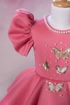 Ruchika Lath Label_Pink Embroidery, Sequins, Pearls Puff Sleeve Butterfly Dress _Online_at_Aza_Fashions