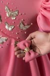 Buy_Ruchika Lath Label_Pink Embroidery, Sequins, Pearls Puff Sleeve Butterfly Dress _Online_at_Aza_Fashions