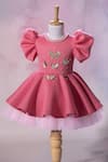 Buy_Ruchika Lath Label_Pink Embroidery, Sequins, Pearls Puff Sleeve Butterfly Dress _at_Aza_Fashions
