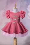 Ruchika Lath Label_Pink Embroidery, Sequins, Pearls Puff Sleeve Butterfly Dress _at_Aza_Fashions