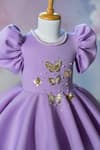 Ruchika Lath Label_Purple Embroidery, Sequins, Beads, Bows Puff Sleeve Butterfly Dress _Online_at_Aza_Fashions