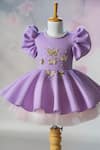 Buy_Ruchika Lath Label_Purple Embroidery, Sequins, Beads, Bows Puff Sleeve Butterfly Dress _at_Aza_Fashions