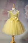 Shop Ruchika Lath Label Yellow Satin, Net Embroidery, Sequins, Pearls, Bows Pikachu Hand Kids Dress at Aza Fashions Shop_Ruchika Lath Label_Yellow Satin, Net Embroidery, Sequins, Pearls, Bows Pikachu Hand Kids Dress _at_Aza_Fashions