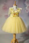 Ruchika Lath Label Yellow Satin, Net Embroidery, Sequins, Pearls, Bows Pikachu Hand Kids Dress at Aza Fashions Ruchika Lath Label_Yellow Satin, Net Embroidery, Sequins, Pearls, Bows Pikachu Hand Kids Dress _at_Aza_Fashions