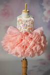 Buy_Ruchika Lath Label_Pink Organza Embroidery, Pearls, Sequins, Fabric Unicorn Hand Ruffled Dress _at_Aza_Fashions