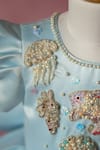 Ruchika Lath Label_Blue Satin Beads, Pearls, Sequins Under The Sea Hand Embroidered Dress _Online
