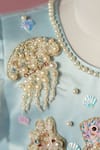 Buy_Ruchika Lath Label_Blue Satin Beads, Pearls, Sequins Under The Sea Hand Embroidered Dress _Online