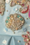 Shop_Ruchika Lath Label_Blue Satin Beads, Pearls, Sequins Under The Sea Hand Embroidered Dress _Online