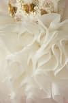 Ruchika Lath Label_Off White Organza Applique, Sequins, Pearls, Fabric Flowers Ruffled Dress _at_Aza_Fashions