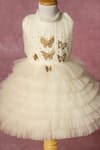 Buy_Ruchika Lath Label_Off White Net Embroidery, Sequins, Beads, Pearls Ruffled Butterfly Dress _at_Aza_Fashions