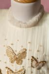 Ruchika Lath Label_Off White Net Embroidery, Sequins, Beads, Pearls Ruffled Butterfly Dress _at_Aza_Fashions