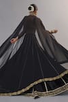Shop_RICHA AHLUWALIA_Black Velvet, Silk Sequins, Zari, Beads, Zardozi And Embroidered Lehenga Set _at_Aza_Fashions