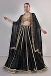 Buy_RICHA AHLUWALIA_Black Velvet, Silk Sequins, Zari, Beads, Zardozi And Embroidered Lehenga Set _at_Aza_Fashions
