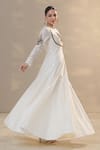 RICHA AHLUWALIA_Ivory Chanderi , Cotton, Beads, Jewelry Yoke Zardozi Anarkali Set _Online_at_Aza_Fashions