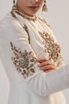 Buy_RICHA AHLUWALIA_Ivory Chanderi , Cotton, Beads, Jewelry Yoke Zardozi Anarkali Set _Online_at_Aza_Fashions