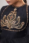 RICHA AHLUWALIA_Black Silk, Cotton, Chanderi Embroidery, Beads, Jewelry Yoke Anarkali Set _Online_at_Aza_Fashions