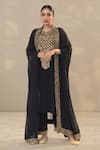 Shop_RICHA AHLUWALIA_Black Georgette Embroidery, Sequins, Beads, Zari Antique Gold And Kurta Set _at_Aza_Fashions