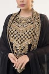 Buy_RICHA AHLUWALIA_Black Georgette Embroidery, Sequins, Beads, Zari Antique Gold And Kurta Set _Online_at_Aza_Fashions