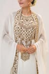 Buy_RICHA AHLUWALIA_Ivory Georgette Sequins, Beads, Embroidery, And Kurta Palazzo Set With Kaftan _Online_at_Aza_Fashions