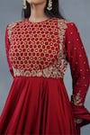 Shop_RICHA AHLUWALIA_Red , Cotton, Silk, Zardozi Hand Anarkali, Churidar And Dupatta _Online_at_Aza_Fashions