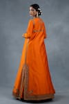 Shop_RICHA AHLUWALIA_Orange Chanderi Silk, Chanderi, Cotton Embroidery, Zardozi Anarkali Jacket Set _at_Aza_Fashions