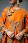 Shop_RICHA AHLUWALIA_Orange Chanderi Silk, Chanderi, Cotton Embroidery, Zardozi Anarkali Jacket Set _Online_at_Aza_Fashions