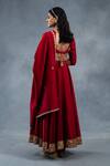 Shop_RICHA AHLUWALIA_Red Chanderi Gota Patti, Embroidery, Zari, Tassels Scoop And Dabka Anarkali Set _at_Aza_Fashions