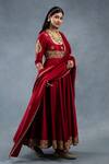 Buy_RICHA AHLUWALIA_Red Chanderi Gota Patti, Embroidery, Zari, Tassels Scoop And Dabka Anarkali Set _Online_at_Aza_Fashions