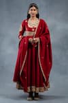 Buy_RICHA AHLUWALIA_Red Chanderi Gota Patti, Embroidery, Zari, Tassels Scoop And Dabka Anarkali Set _at_Aza_Fashions