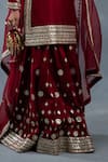 RICHA AHLUWALIA_Red Chanderi, Silk Organza Gota Patti, Sequins, Zari, Zardozi Buti Sharara Set _Online_at_Aza_Fashions
