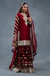 Buy_RICHA AHLUWALIA_Red Chanderi, Silk Organza Gota Patti, Sequins, Zari, Zardozi Buti Sharara Set _at_Aza_Fashions