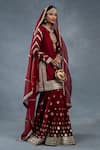 Shop_RICHA AHLUWALIA_Red Chanderi, Silk Organza Gota Patti, Sequins, Zari, Zardozi Buti Sharara Set _Online_at_Aza_Fashions