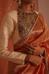 Buy_RICHA AHLUWALIA_Gold Tissue, Silk, Velvet Zari, Pure Saree With Zardozi Border And Blouse 