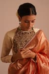 RICHA AHLUWALIA_Gold Tissue, Silk, Velvet Zari, Pure Saree With Zardozi Border And Blouse _Online