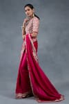 Buy_RICHA AHLUWALIA_Pink Chanderi Embroidery, Sequins, Zari Dabka And Pitta Work Saree With Blouse _Online_at_Aza_Fashions
