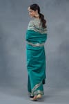 Shop_RICHA AHLUWALIA_Teal Chanderi Embroidery, Metallic Thread, Saree With Dabka And Pitta Work Blouse _at_Aza_Fashions