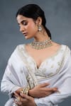 RICHA AHLUWALIA_Gray Silk Gota Patti, Zari, Embroidery, Tassels Hand Saree And Padded Blouse _Online_at_Aza_Fashions